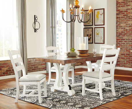 Valebeck Dining Table and 8 Chairs in White/Brown from Ashley Furniture - Luna Furniture