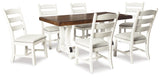 Valebeck White/Brown Dining Table and 6 Chairs from Ashley Furniture - Luna Furniture