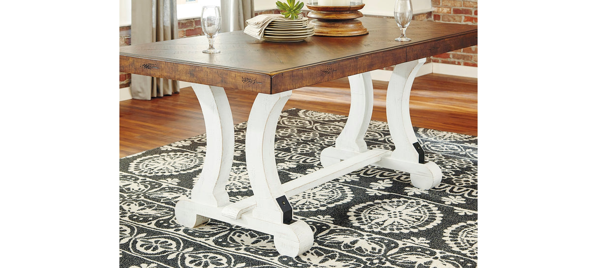Valebeck Dining Table and 8 Chairs with Storage in White/Brown from Ashley Furniture - Luna Furniture