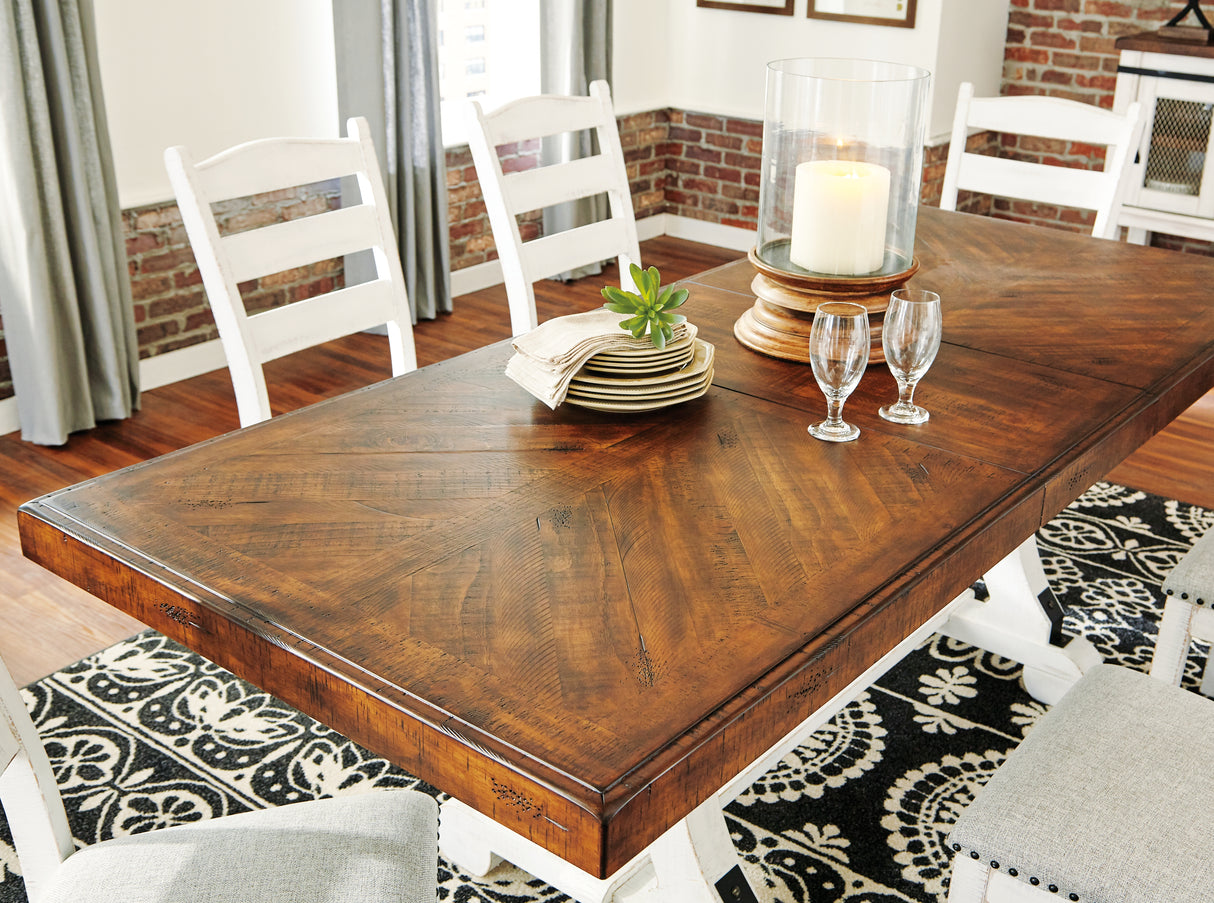 Valebeck White/Brown Dining Table and 6 Chairs from Ashley Furniture - Luna Furniture