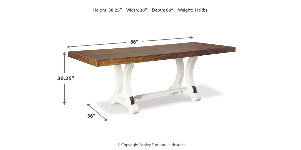 Valebeck Dining Table and 8 Chairs with Storage in White/Brown from Ashley Furniture - Luna Furniture