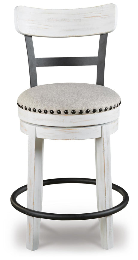 Valebeck White/Brown Counter Height Dining Table, 4 Barstools and Server from Ashley Furniture - Luna Furniture
