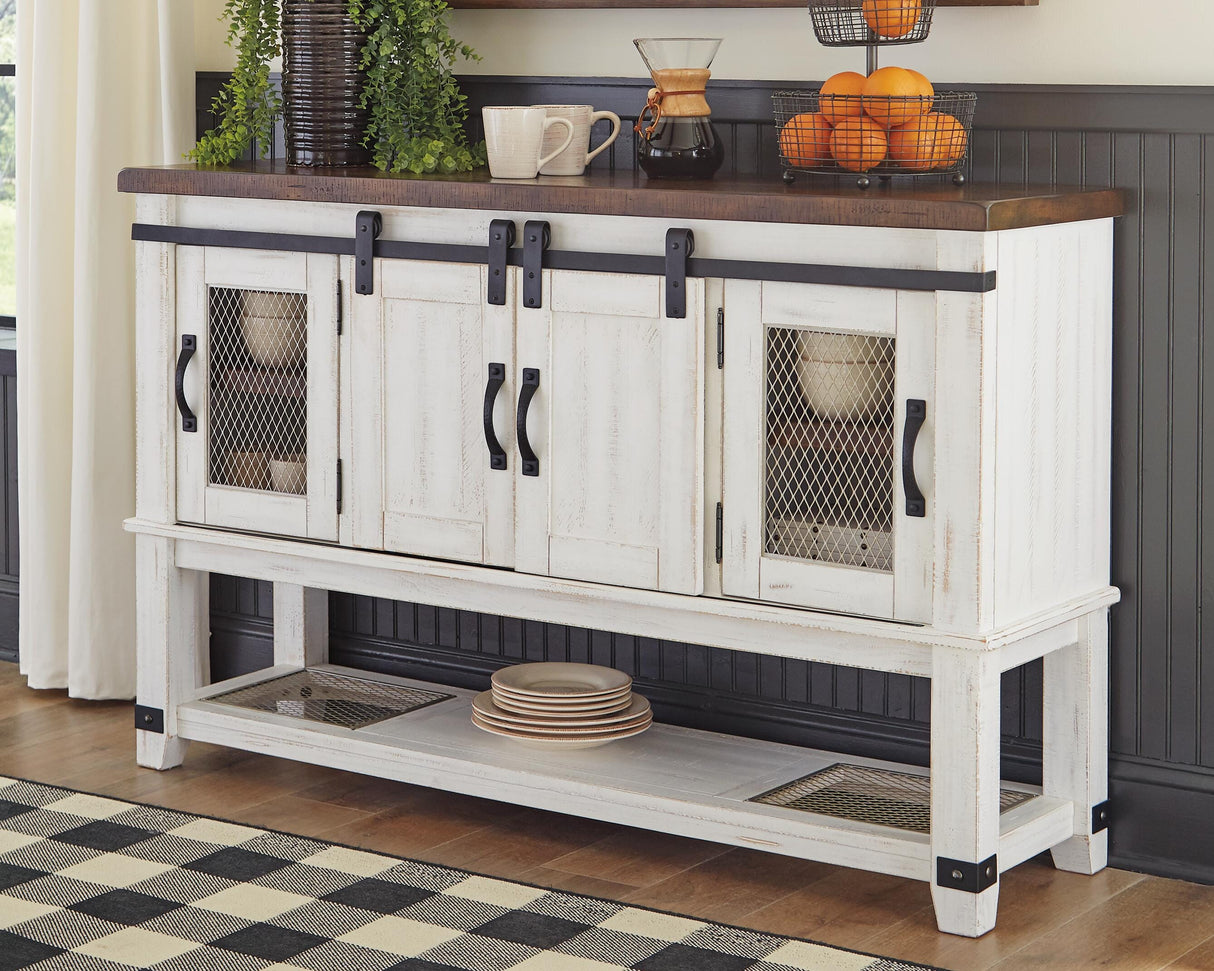 Valebeck White/Brown Dining Server from Ashley Furniture - Luna Furniture