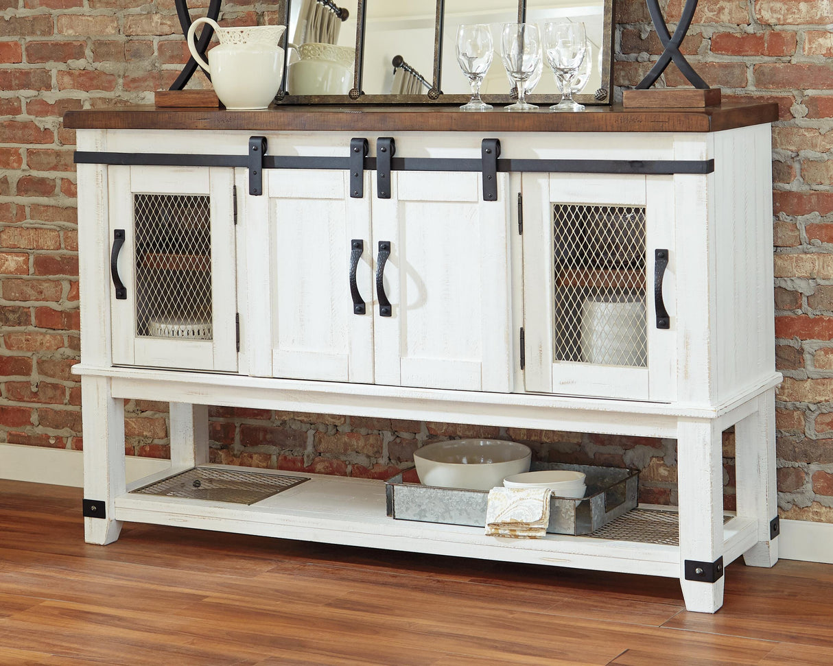 Valebeck White/Brown Dining Server from Ashley Furniture - Luna Furniture