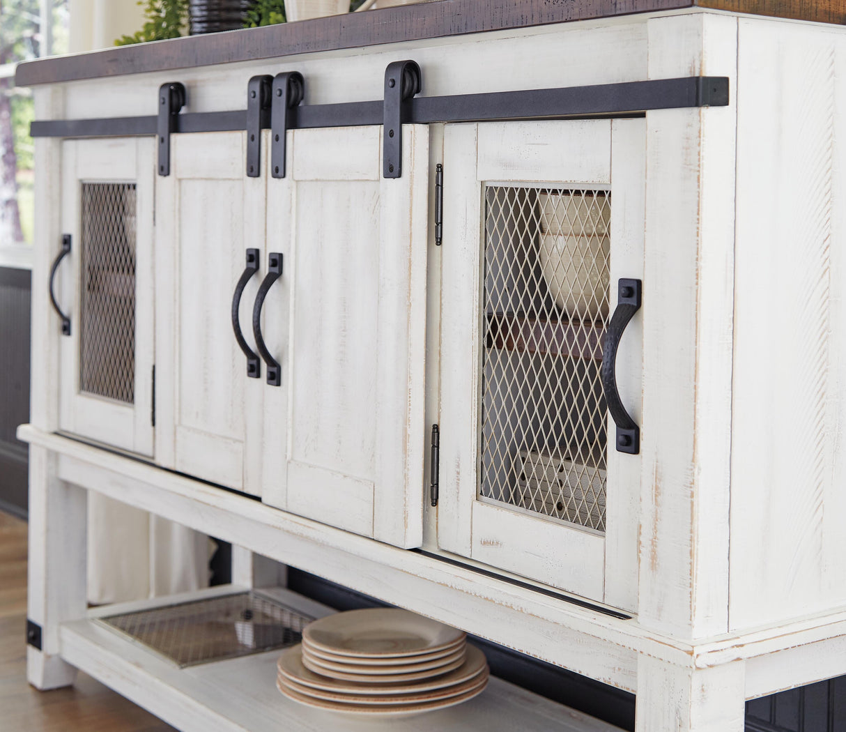 Valebeck White/Brown Dining Server from Ashley Furniture - Luna Furniture