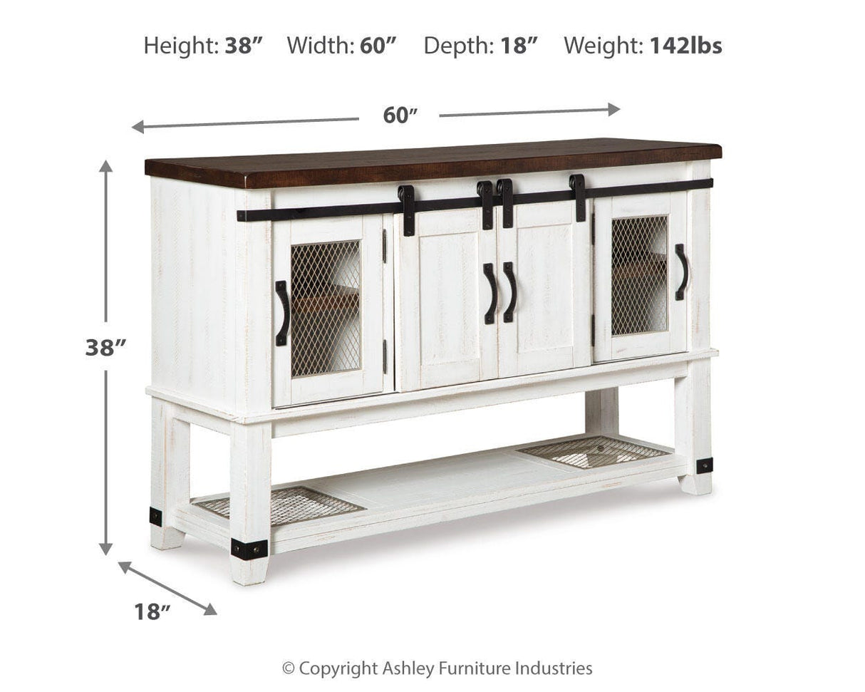 Valebeck White/Brown Dining Server from Ashley Furniture - Luna Furniture