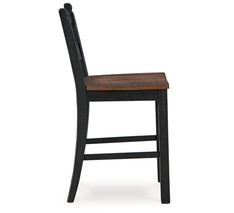Valebeck Black/Brown Counter Height Barstool, Set of 2 from Ashley - Luna Furniture