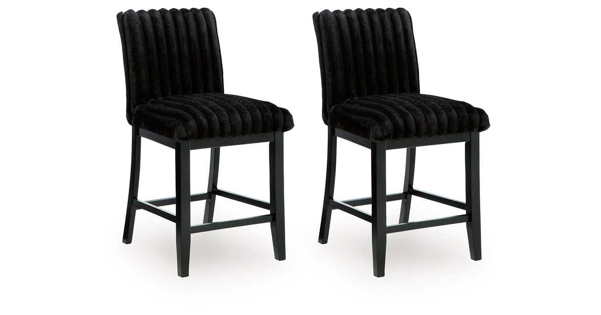 Mervannie Gray/Black Counter Height Dining Table and 4 Barstools from Ashley - Luna Furniture