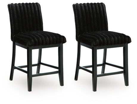 Mervannie Gray/Black Counter Height Barstool, Set of 2 from Ashley Furniture - Luna Furniture