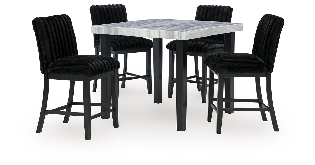 Mervannie Gray/Black Counter Height Dining Table and 4 Barstools from Ashley - Luna Furniture