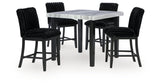 Mervannie Gray/Black Counter Height Dining Table and 4 Barstools from Ashley - Luna Furniture