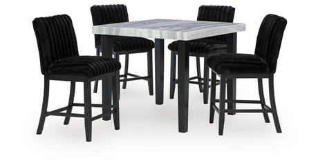 Mervannie Gray/Black Counter Height Dining Table and 4 Barstools from Ashley - Luna Furniture