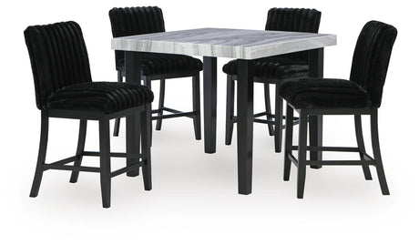 Mervannie Gray/Black Counter Height Dining Table and 4 Barstools from Ashley Furniture - Luna Furniture
