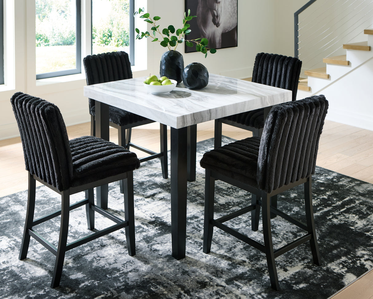 Mervannie Gray/Black Counter Height Dining Table and 4 Barstools from Ashley Furniture - Luna Furniture