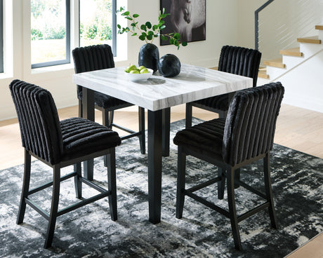 Mervannie Gray/Black Counter Height Dining Table and 4 Barstools from Ashley Furniture - Luna Furniture
