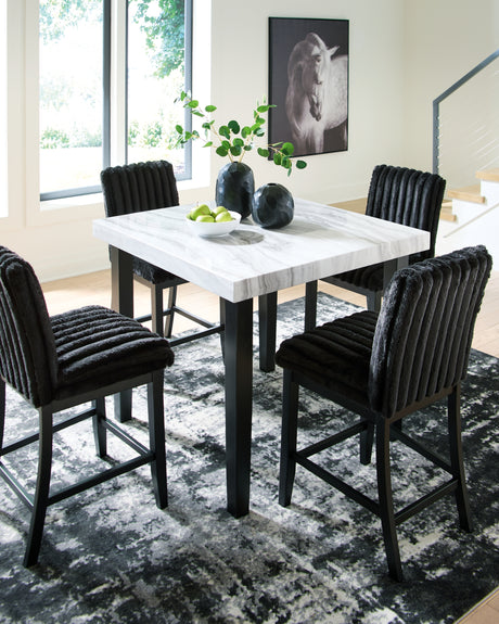 Mervannie Gray/Black Counter Height Dining Table and 4 Barstools from Ashley - Luna Furniture