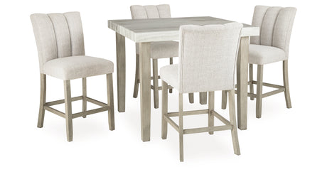 Larawyn Bisque Counter Height Dining Table and 4 Barstools from Ashley - Luna Furniture