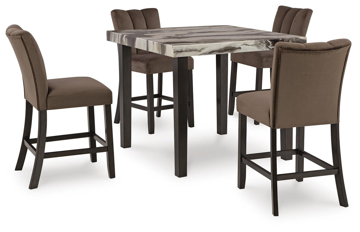 Jeshina Dark Brown Counter Height Dining Table and 4 Barstools from Ashley Furniture - Luna Furniture
