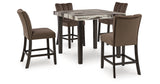 Jeshina Dark Brown Counter Height Dining Table and 4 Barstools from Ashley Furniture - Luna Furniture