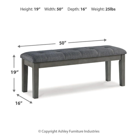 Hallanden Two-tone Gray 50" Dining Bench from Ashley Furniture - Luna Furniture