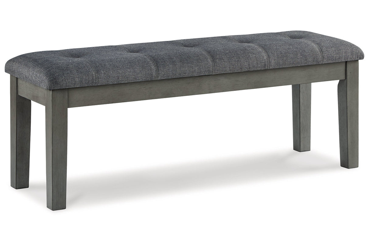 Hallanden Two-tone Gray Dining Table, 4 Chairs, and Bench from Ashley Furniture - Luna Furniture