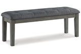 Hallanden Two-tone Gray Dining Table, 4 Chairs, and Bench from Ashley Furniture - Luna Furniture