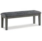 Hallanden Two-tone Gray Dining Table, 4 Chairs, and Bench with Server from Ashley Furniture - Luna Furniture