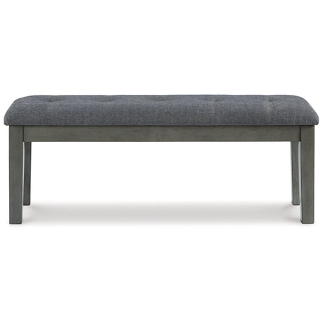 Hallanden Two-tone Gray Dining Table, 4 Chairs, and Bench with Server from Ashley Furniture - Luna Furniture