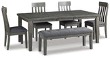 Hallanden Gray Extendable Dining Set from Ashley - Luna Furniture