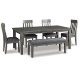 Hallanden Two-tone Gray Dining Table and 4 Chairs and Bench from Ashley - Luna Furniture