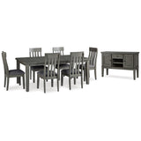 Hallanden Gray Dining Table and 6 Chairs with Server from Ashley Furniture - Luna Furniture