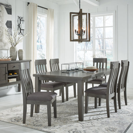 Hallanden Gray Dining Table and 6 Chairs with Server from Ashley Furniture - Luna Furniture