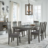 Hallanden Gray Dining Table and 6 Chairs with Server from Ashley Furniture - Luna Furniture
