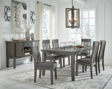 Hallanden Gray Dining Table and 6 Chairs with Server from Ashley Furniture - Luna Furniture