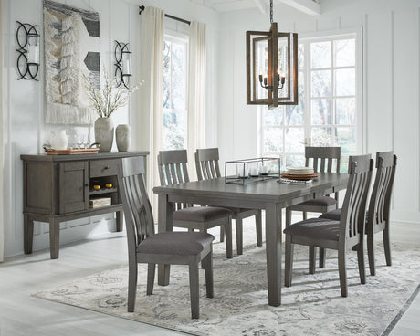 Hallanden Gray Dining Table and 6 Chairs with Server from Ashley Furniture - Luna Furniture