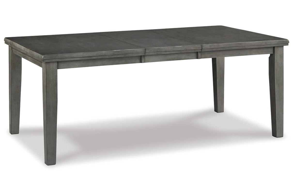 Hallanden Two-tone Gray Dining Table, 4 Chairs, and Bench from Ashley Furniture - Luna Furniture