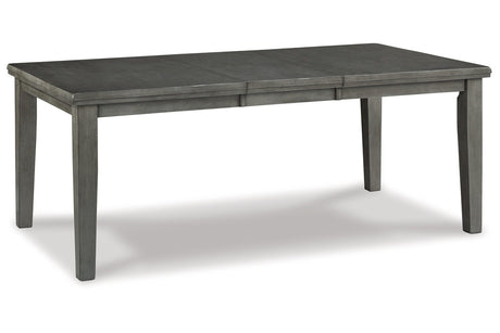Hallanden Two-tone Gray Dining Table, 4 Chairs, and Bench from Ashley Furniture - Luna Furniture
