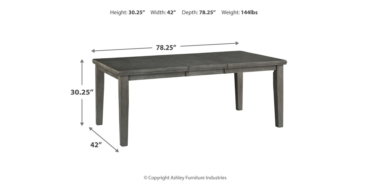 Hallanden Gray Dining Table and 6 Chairs with Server from Ashley Furniture - Luna Furniture