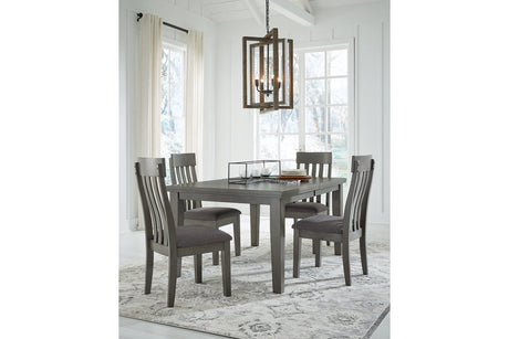 Hallanden Gray Dining Table and 4 Chairs