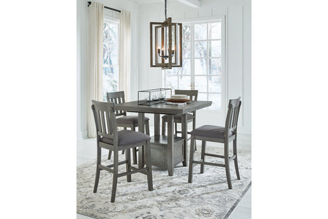 Hallanden Two-tone Gray Counter Height Dining Table and 4 Barstools