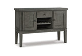 Hallanden Two-tone Gray Dining Table, 4 Chairs, and Bench with Server from Ashley Furniture - Luna Furniture