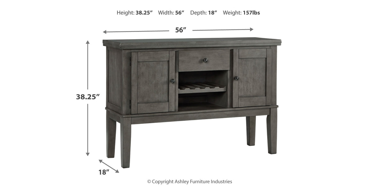 Hallanden Gray Dining Table and 6 Chairs with Server from Ashley Furniture - Luna Furniture