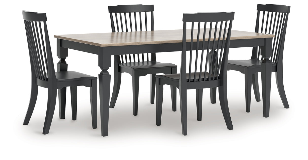 Brenkerton Black Dining Table and 4 Chairs from Ashley - Luna Furniture