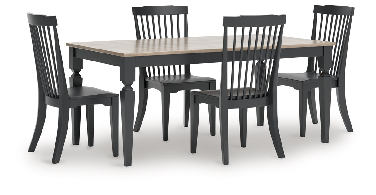 Brenkerton Black Dining Table and 4 Chairs from Ashley - Luna Furniture