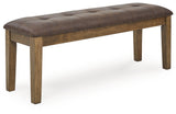 Urbinforte Light Brown Extension Dining Table, 4 Chairs and Bench from Ashley - Luna Furniture