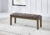 Urbinforte Light Brown Extension Dining Table, 4 Chairs and Bench from Ashley - Luna Furniture