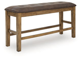 Urbinforte Light Brown Counter Height Extension Dining Table, 4 Barstools and Bench from Ashley - Luna Furniture