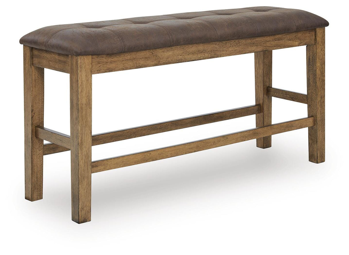 Urbinforte Light Brown Counter Height Extension Dining Table, 4 Barstools and Bench from Ashley Furniture - Luna Furniture