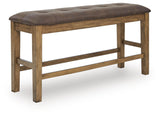 Urbinforte Light Brown Counter Height Extension Dining Table, 4 Barstools and Bench from Ashley Furniture - Luna Furniture