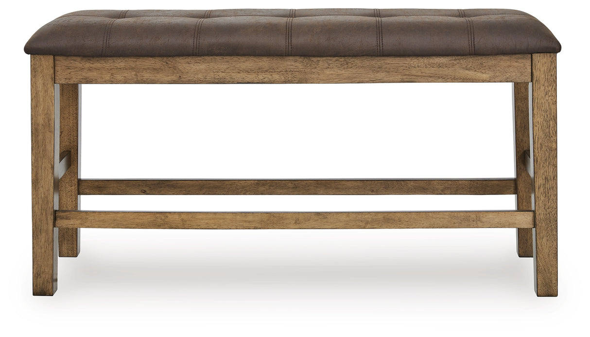 Urbinforte Light Brown Counter Height Extension Dining Table, 4 Barstools and Bench from Ashley - Luna Furniture